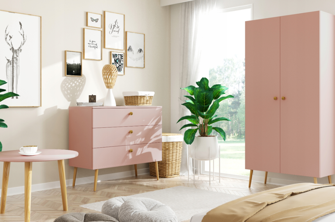 Meble ROSE kolor róż naturalny aranżacja